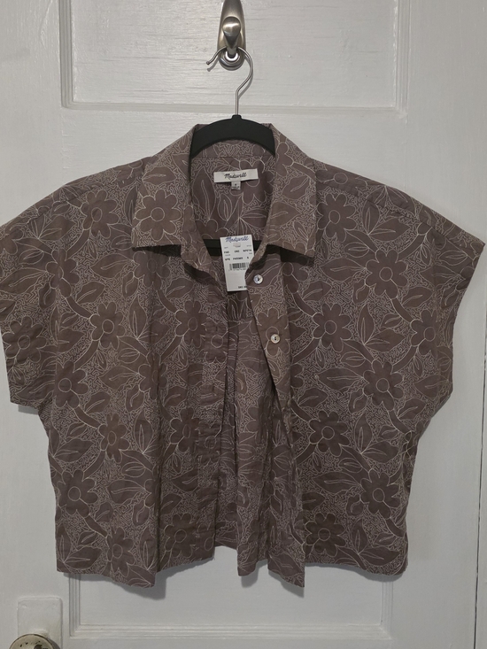 Madewell Tops - Madewell Mauve Floral Short Sleeve Button Shirt